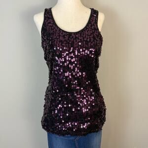 WDNY Sequin Tank Top Party Y2K Vintage McBling Glam Zipper 2000s Small